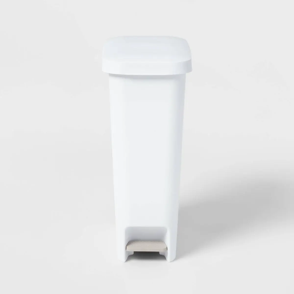 11gal Slim Step Trash Can - Brightroom: White Pedal-Operated Lid, Textured Indoor Kitchen Trashcan, 11 Gallon Capacity