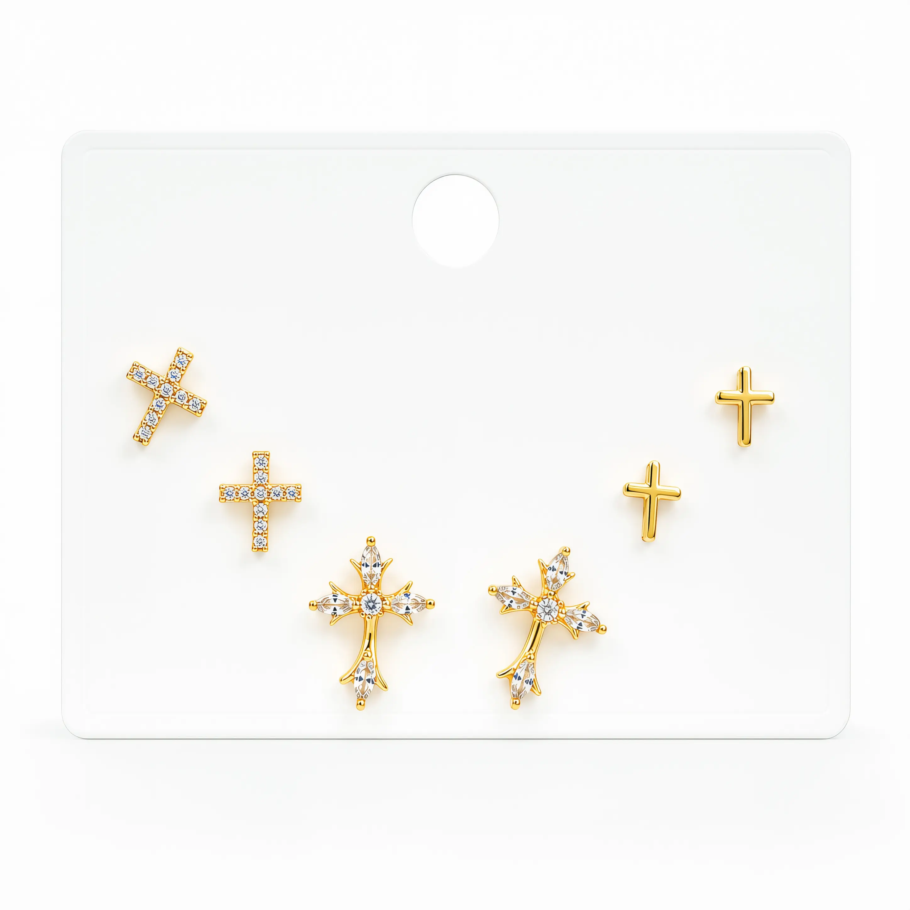 18K gold plated cross zirconia stud earrings hypoallergenic waterproof tarnish free stylish versatile
