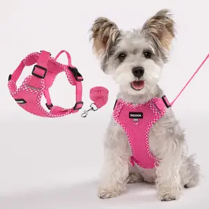 Small Medium Dog Harness and Leash Set, Harness Leash Combo, Reflective Adjustable Pet Chest Back Strap, Breathable Soft Mesh Vest for Walking, No Pull Harness