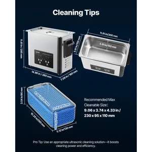 VEVOR 6L Ultrasonic Cleaner, Professional Ultrasonic Cleaner Machine with Cleaning Basket Digital Display, 120W Stainless Steel 40kHz Cleaning Machine for Watches, Razors, Jewelry, Coins and More