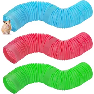 3 Packs Hamster Fun Tunnels, Pet Mouse Plastic Tube, Collapsible Plastic Tunnel, Tube Pet Hideaway, Training Hideout Tunnels for Guinea Pigs, Chinchillas, Rats, Ferrets, Dwarf Rabbits