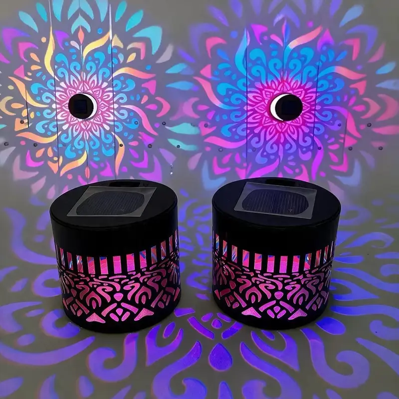 Eco-Friendly RGB Solar Mandala Projector Wall Lights - HD Mandala Projection, Waterproof Durable Metal, Easy to Install, Hassle-Free, Light Sensor Outdoor Decor for Garden, Patio