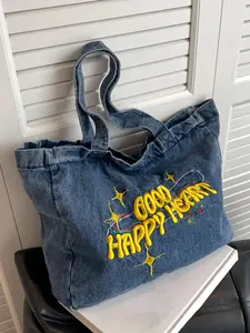 Niche design old denim patchwork underarm bag, retro chain shoulder crossbody bag, trendy raw-edge unique handbag, multiple colors available, personalized denim fashionable and versatile bag, suitable for daily traveletc., Denim Crossbody Bags