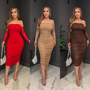 🎀Yesenia Dress Casual Fabric Mesh Soft Womenswear Summer Polyester Basic Long Sleeve Minimalist Backless Costumes