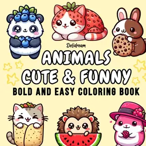 Animals Cute & Funny: Bold and Easy Coloring Book for Kids and Adults, 35 Relaxing Stress Relieving Designs (Bold and Easy Coloring Books)