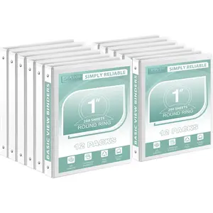 1-Inch 3-Ring-Binder, Customizable Clear View Cover, for  Letter Size 8-1/2 x 11'',  for Office/School (White - 12 Packs)