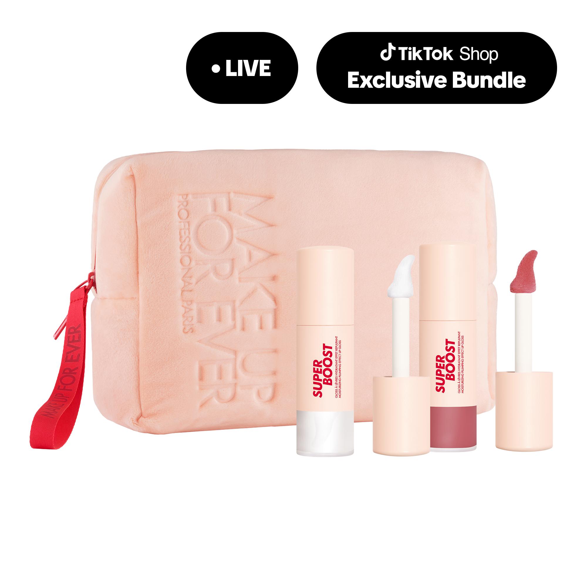 Super Boost Lip Gloss Duo - Only on TikTok Shop - Moisturizing & Plumping Lip Gloss with Hyaluronic Acid and Makeup Pouc