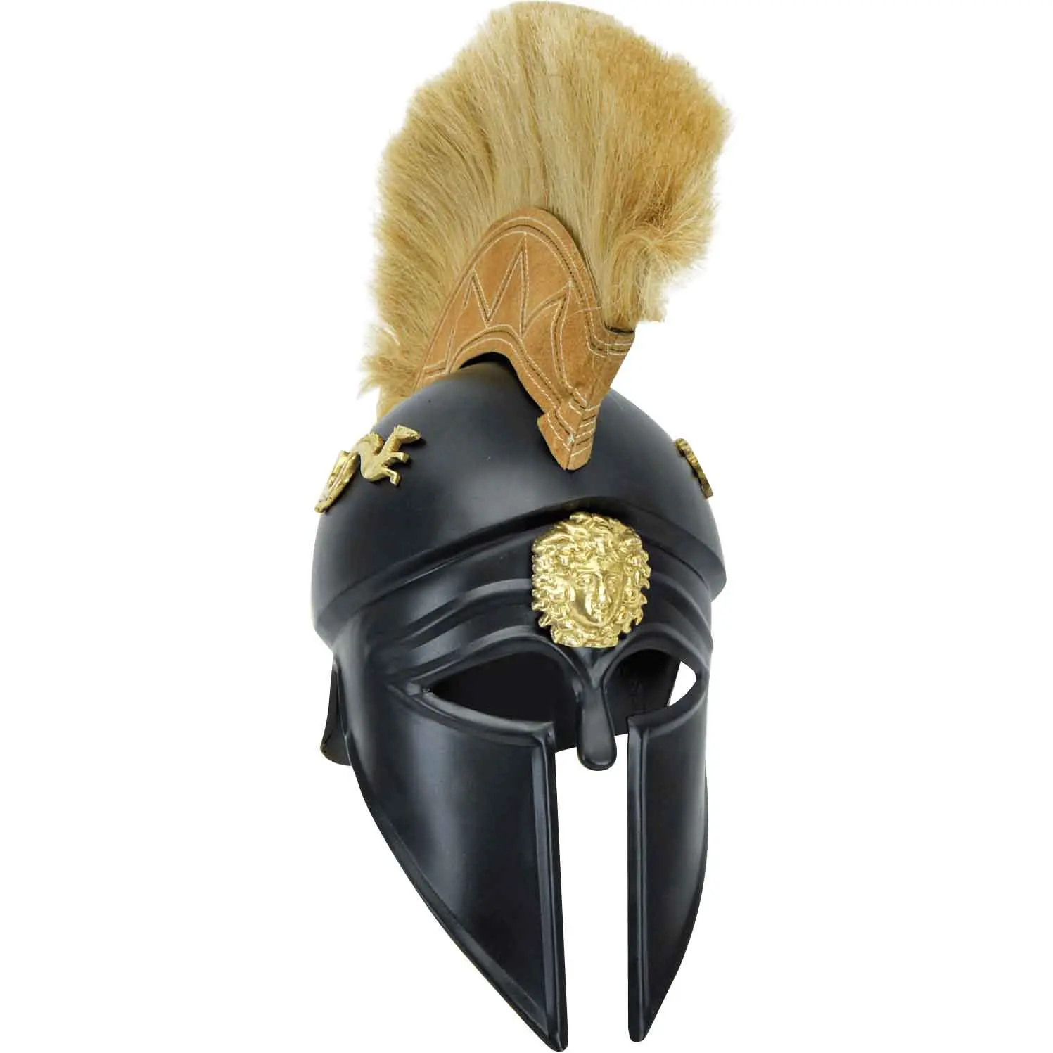Medieval Warrior Royal Corinthian Helmet Greek Style Plume 18G Steel Wearable Helmet with Display Stand for Historical Reenactments, Accessories, Strap