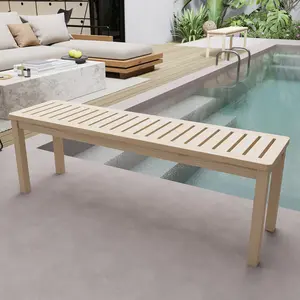 52 1 inch solid knot free pine backless bench slatted seat design for patio outdoor dining and poolside placement, Two-Seat Benches, Double Seat Benches