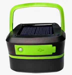 Foldable Solar Camping Light Flashlight, Mini Foldable USB-Charging Waterproof Hanging Light, Ideal for Camping, Fishing, Power Outages, Indoor/Outdoor Use (Single Unit, Green)