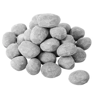 2-3 Inch Ceramic Fire Pebble Stones Lava Rocks, 30 Pieces, Reusable Fireplace And Fire Pit Decor, Heat Resistant Non-Toxic Ceramic Pebbles For BBQ Grills, Outdoor Patio Landscaping, Tabletop Accent
