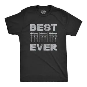 Mens Best Dad Ever Guitar Chords T Shirt Funny Sarcastic Fathers Day Musical Joke Novelty Tee for Guys Mens Funny T Shirts Cool Vintage Fashion T-Shirt Gift Classic Menswear Dad Joke Apparel for Men Funny Music Black