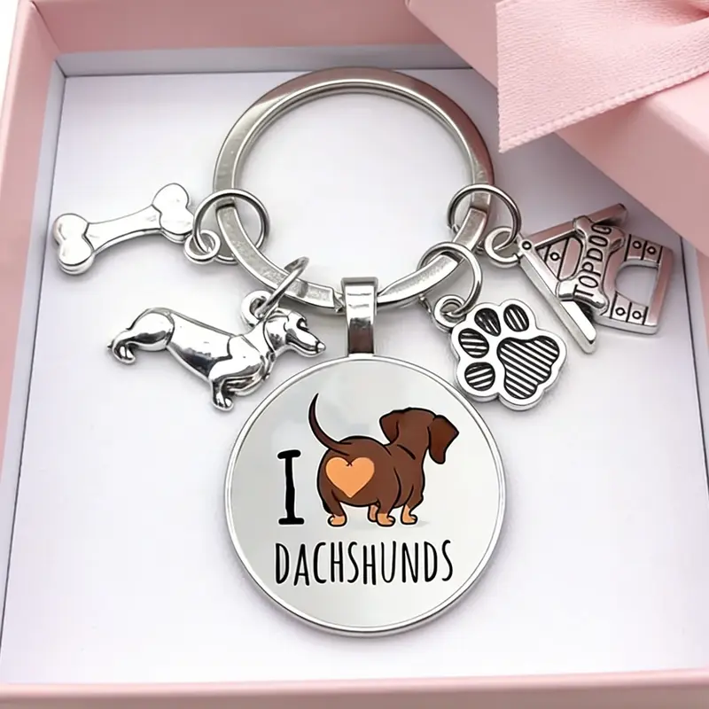 1pc Butt Heart Loves My Dachshund Bone Dog House Keychain Time Handmade Pet Dog Time Key Ring,Cute Animal Dog Keychain,Husband Gift,Bag Charm,Keychain For Bags, Keychain Accessory, Keyring