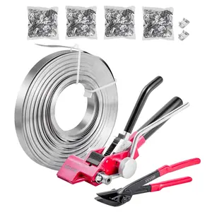 【SummerFinds】VEVOR Steel Banding Strapping Kit, Heavy Duty Banding Sealer Tool with 400 ft Binding Straps, 400 Metal Clasps, Manual Pallet Packaging Strapping Kit for Warehouse, Transportation, Industrial Bundling