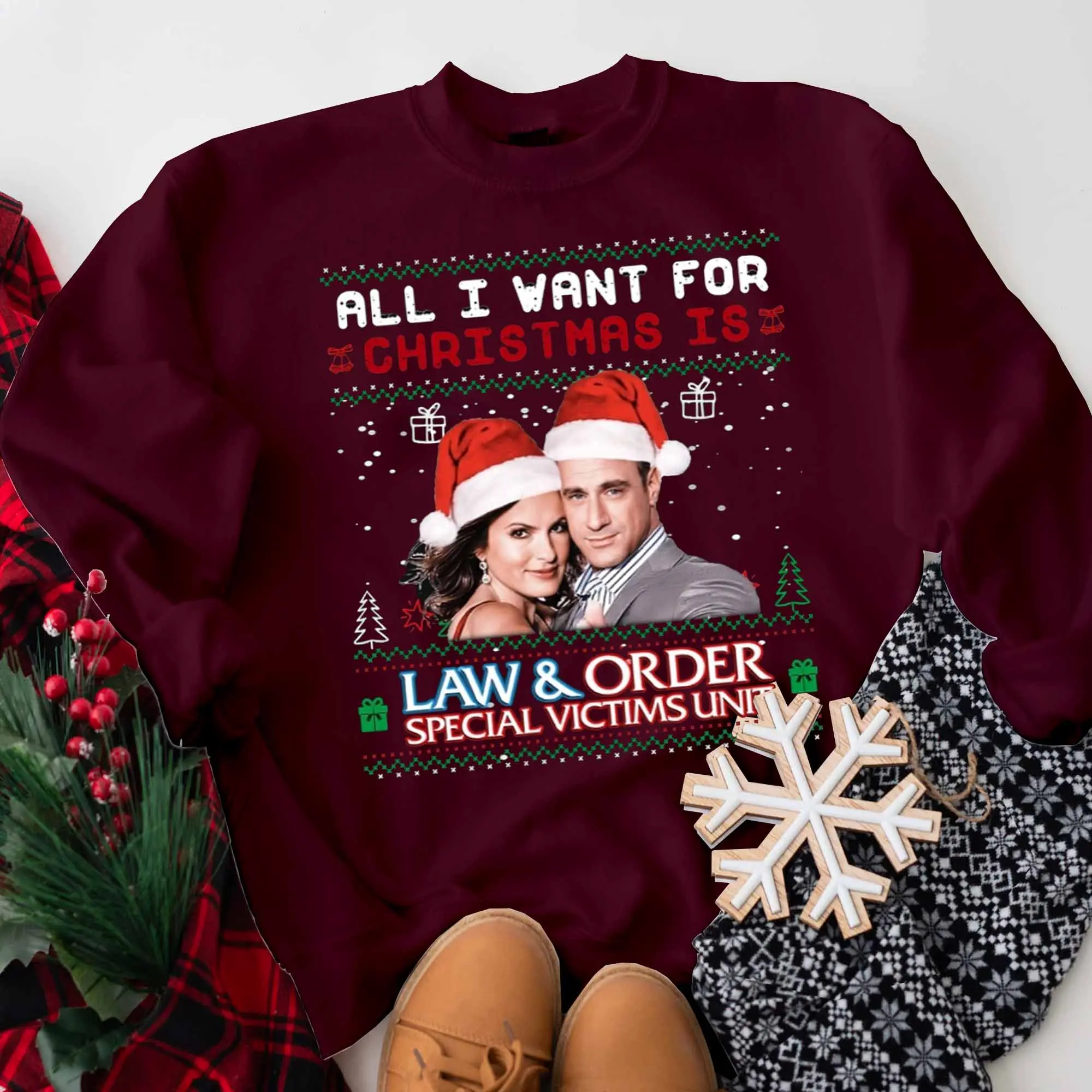 All I want for christmas is SVU Sweatshirt ,Elliot Stabler And Olivia Benson Shirt ,Law And Order Shirt,Special Victims Unit  ,Christmas Sweatshirt