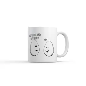 Did You Get Laid Last Night Mug Funny Sarcastic Egg Graphic Novelty Coffee Cup - 11oz Funny Coffee Mugs Ceramic Printed Drinkware Cup