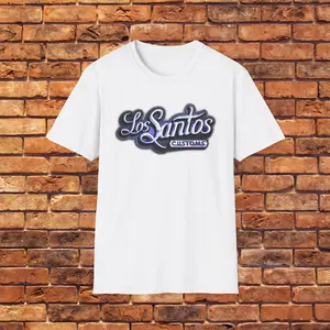 Los Santos Customs Unisex Softstyle T-Shirt, Gaming Tee, Streetwear, Gift for Gamers, Casual Wear, Video Game Merch, GTA 5 Apparel, GTA V