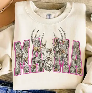 Camo Mama Sweatshirt T-Shirt, Deer Hunting Camouflage Sweater, Camo Western Tee, Old School Camo Shirt, Cozy Season Country Hoodie, Mom Gift, For Her