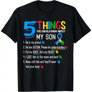 Autistic Son Autism Awareness Support for Mom Dad Parents T-Shirt