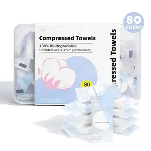 80 Pack Compressed Face Towels, 100% Biodegradable Disposable Towels, Individually Wrapped Portable Soft Towels for Travel Camping Home Hot80Pcs Compressed Face Towels, 100% Biodegradable Disposable Compressed Towels, Individually Wrapped Poel Beauty Care