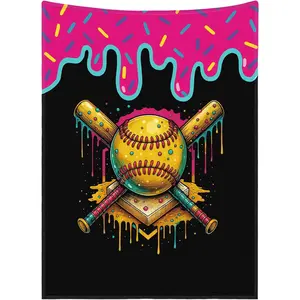 Softball Drip Ice Cream Blanket Softball Drip Ice Cream Throw Blanket Warm Ultra Soft Flannel Blankets for Bed Travel Sofa Living Room Decoration Gifts