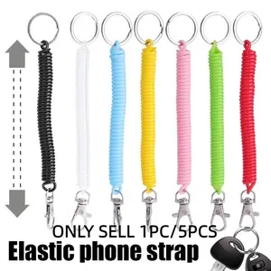 1/5PCS Multifunction Key Chain Spring Rope Mobile Phone Cord Anti-Lost Retractable Spiral Elastic Keychain Strap Lanyard