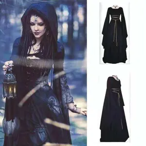 European and American Stage Performance Costume Halloween Costume Wizard Party Black Strap Witch Costume Women