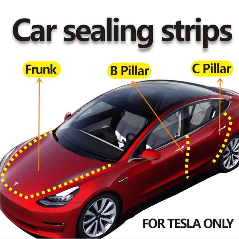 Car Sealing Strips for Tesla Model 3/Y Full Car, Noise Reduction, Door Shock Absorption, Waterproof Automotive Exterior Decoration Modification Accessories