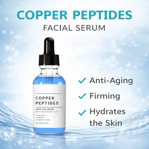 Pure Copper Peptides Facial Serum with Hyaluronic Acid + Adjustable Skin Care Stamper Kit, Gentle Daily Hydrating Face Essence & Manual Beauty Tool, Cruelty-Free Vegan Skin Care Set, 30ml Serum