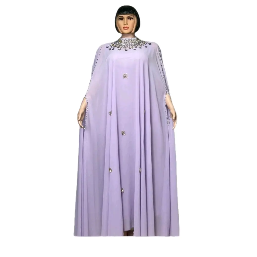 Rahma Embroidery Kaftan in Lavender with Ches Embroidery Design