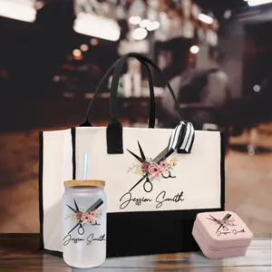 Personalized Hair Stylist Custom Cotton Canvas Tote Bag Hairdresser Gift Bag Beauty Salon Bag Stylist Supply Bag Barber Gift