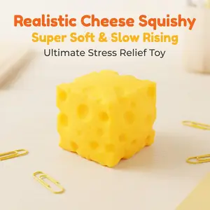 Soft Cheese Block Stress Relief Toy, Healing Cheese Cube, Fashionable Stress Reliever, Movie Prop, Ideal Gift for Valentine's and Easter, Soft Squishy Sensory