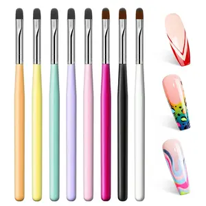 Art Brushes Set,8PCS Uv Gel  Brush Poly Extension Gel Brush for  Art  Design Brush Gel  Brush for  Extension    Art Tips Builder Brush  Painting Set