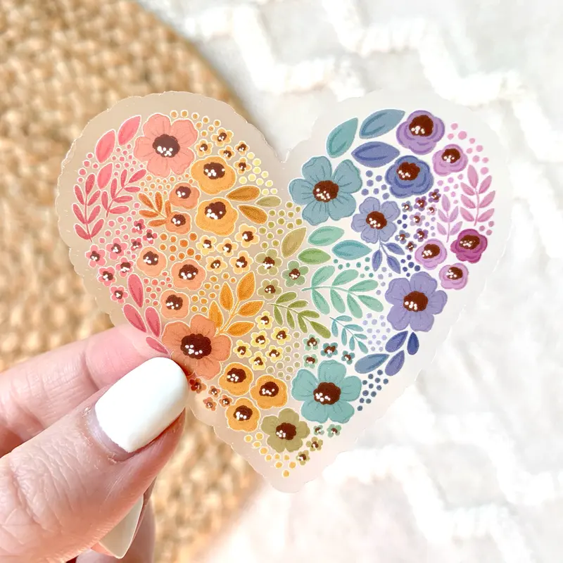 Elyse Breanne Design Residue-Free Pride Rainbow Heart Waterproof Vinyl Decal Sticker - 3x2.5in Automobile Decal, Bumper Sticker, Removable Car Decorations for Home Supplies