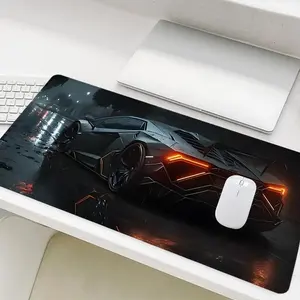 Cool Car Pattern Car Pattern Mouse Pad, Rectangle Gaming Mouse Pad, Non-Slip Rubber Base Stitched Edge Desk Pad for Home Office Game Room