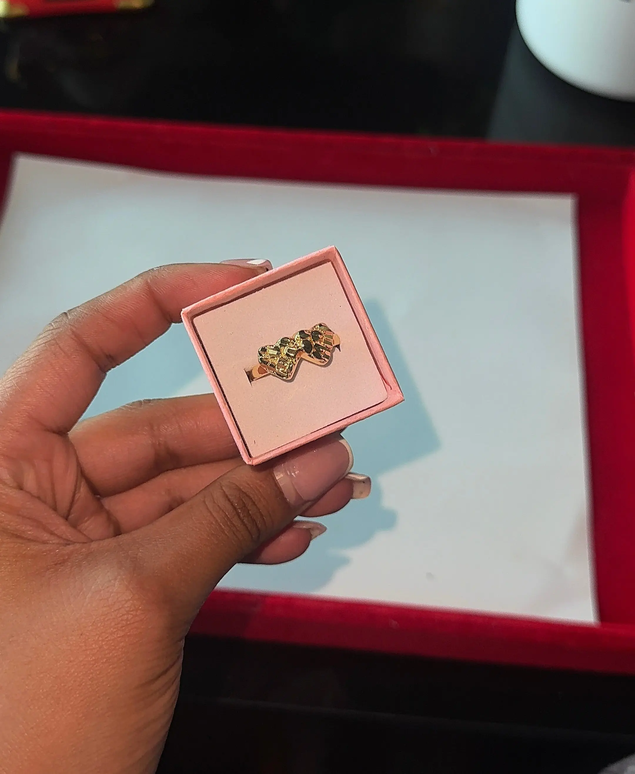 18K Double Heart Nugget Ring