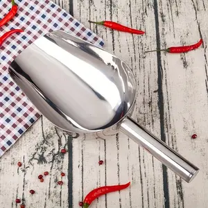 Multi-purpose spoon for ice cubes and grains - ergonomic handle, dishwasher safe - household and commercial kitchen tool, polished