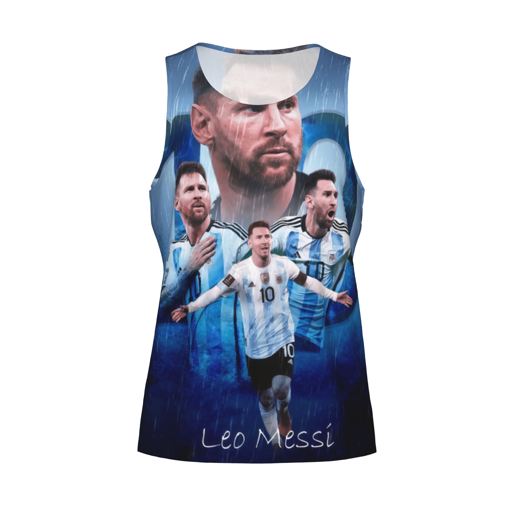 Messi celebration vest, Argentina number 10, the eternal champion. Summer breathable legendary T-shirt, casual vest, standard fit, printed pattern.