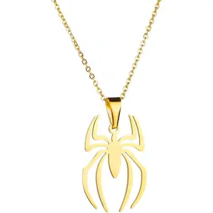 Jemant Spider Necklace For Men Stainless Steel Gold Silver Layer Paperclip Chain Punk Trendy Simple Cool Spider Pendant Necklaces Hypoallergenic Non Tarnish Waterproof Statement Jewelry Fashion Accessories Halloween Cosplay Party For Bro Sister Bf Gf