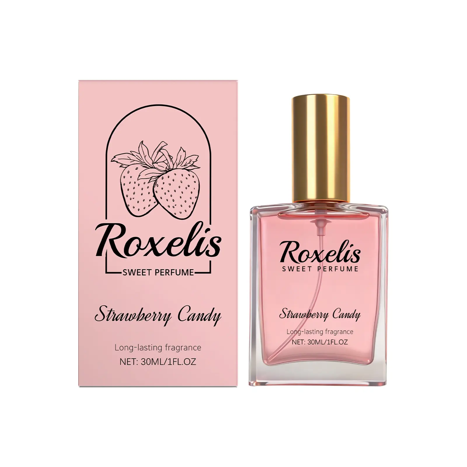 Roxelis Strawberry Candy Perfume Spray - 30 ml Bottle (30ml/1fl.oz), Long-Lasting Fresh Sweet Fruity Scent, Single Item Women's Fragrance, Portable Daily Wear, Enhances Personal Charm, Ideal for Wrist Application, Propylene Glycol, Boosts Confidence, Natu