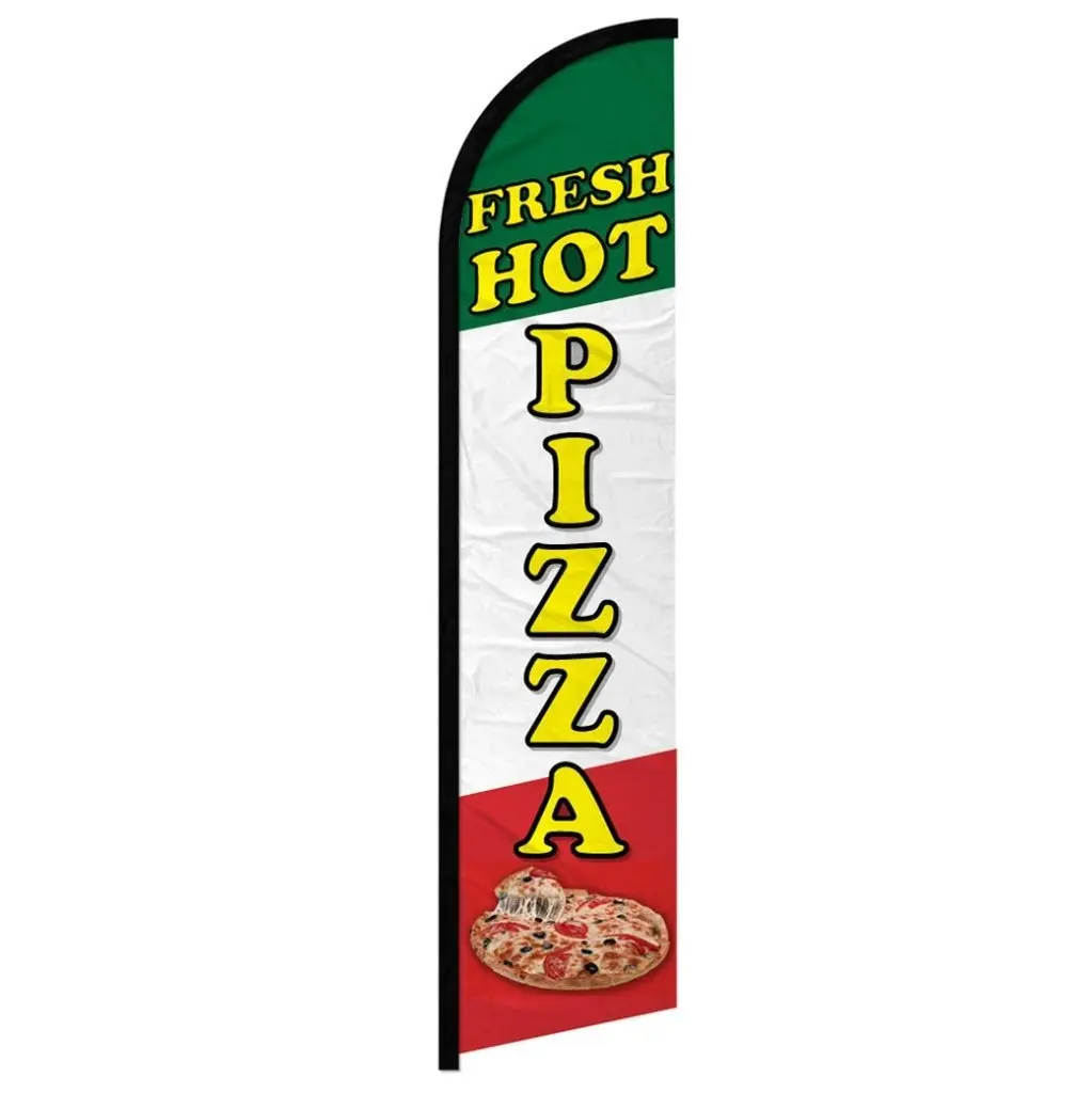 Fresh Hot Pizza Windproof Banner Flag, Outdoor Banners for Home, Festive & Party Supplies, Yard Sign Banner
