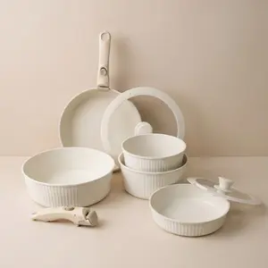 Removable Handle Cookware Set, Versatile and Space-Saving Kitchen Essentials, Non-Stick Pots and Pans for Easy Cooking