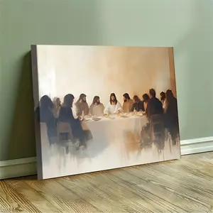 Framed Christian Last Supper Wall Art - Jesus and Twelve Disciples Oil Painting Print, Religious Home Decor for Bedroom, Living Room, or Office