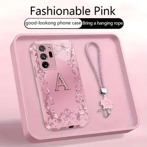 Suitable for [Galaxy Note20 Ultra 5g] high-end women's phone case🥰，free four-leaf clover lanyard included—choose any one of the 26 letters. Drop-resistant and fingerprint-proof. YM99