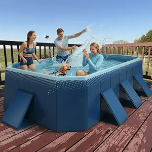 102-inch portable, foldable pool for summer—thickened, wear-resistant PVC frame design, one-piece molded construction, no inflation required, quick setup; simple home pool suitable for yard parties and outdoor activities.
