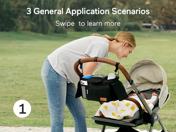 Momcozy Universal Stroller Organizer,Insulated Cup Holder Detachable Phone Bag,Shoulder Strap,Fits for Stroller like Uppababy,Baby Jogger,Pet Stroller