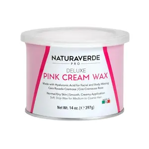 NaturaverdePro Deluxe Pink Cream Soft Wax for Sensitive Skin, Body and Facial Hair Removal, Wax Hair Remover for Women, Dry to Normal Skin Types -14oz
