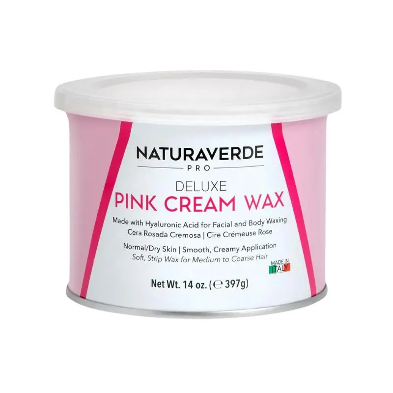 NaturaverdePro Deluxe Pink Cream Soft Wax for Sensitive Skin, Body and Facial Hair Removal, Wax Hair Remover for Women, Dry to Normal Skin Types -14oz