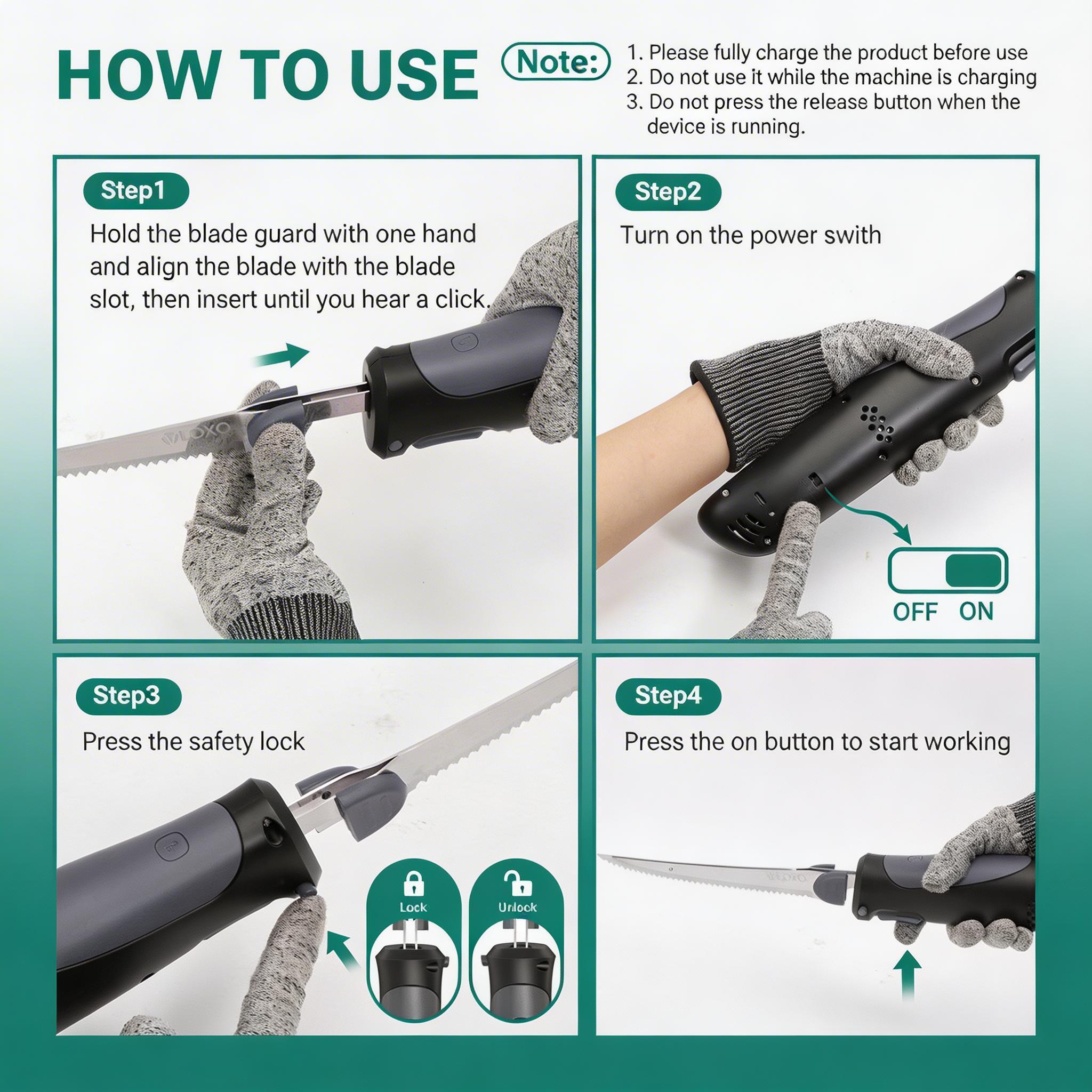 Dual-use electric slicer, rechargeable kitchen lithium battery high-carbon steel, slices bread, bones, outdoor electric fish knife, camping Dual-use electric slicer, rechargeable kitchen lithium battery high-carbon steel, slices bread, bones, outdoor electric fish knife, camping