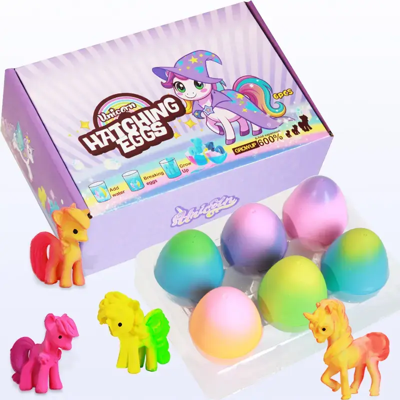 Unicorn Hatching Surprise Eggs for Kids - 6 Pack Easter Basket Stuffers, Easter Egg Toddler Birthday Gifts for Boys & Girls Age 3 4 5 6 7 8 Years Old